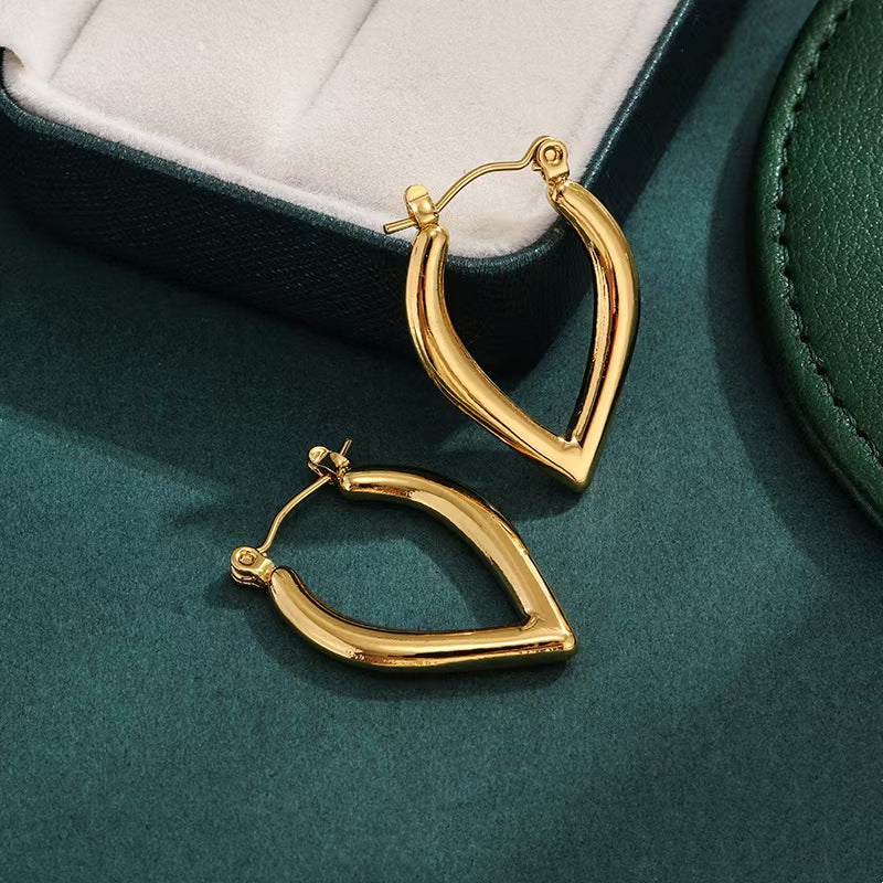 Gold Pointed Teardrop Hoop Earrings