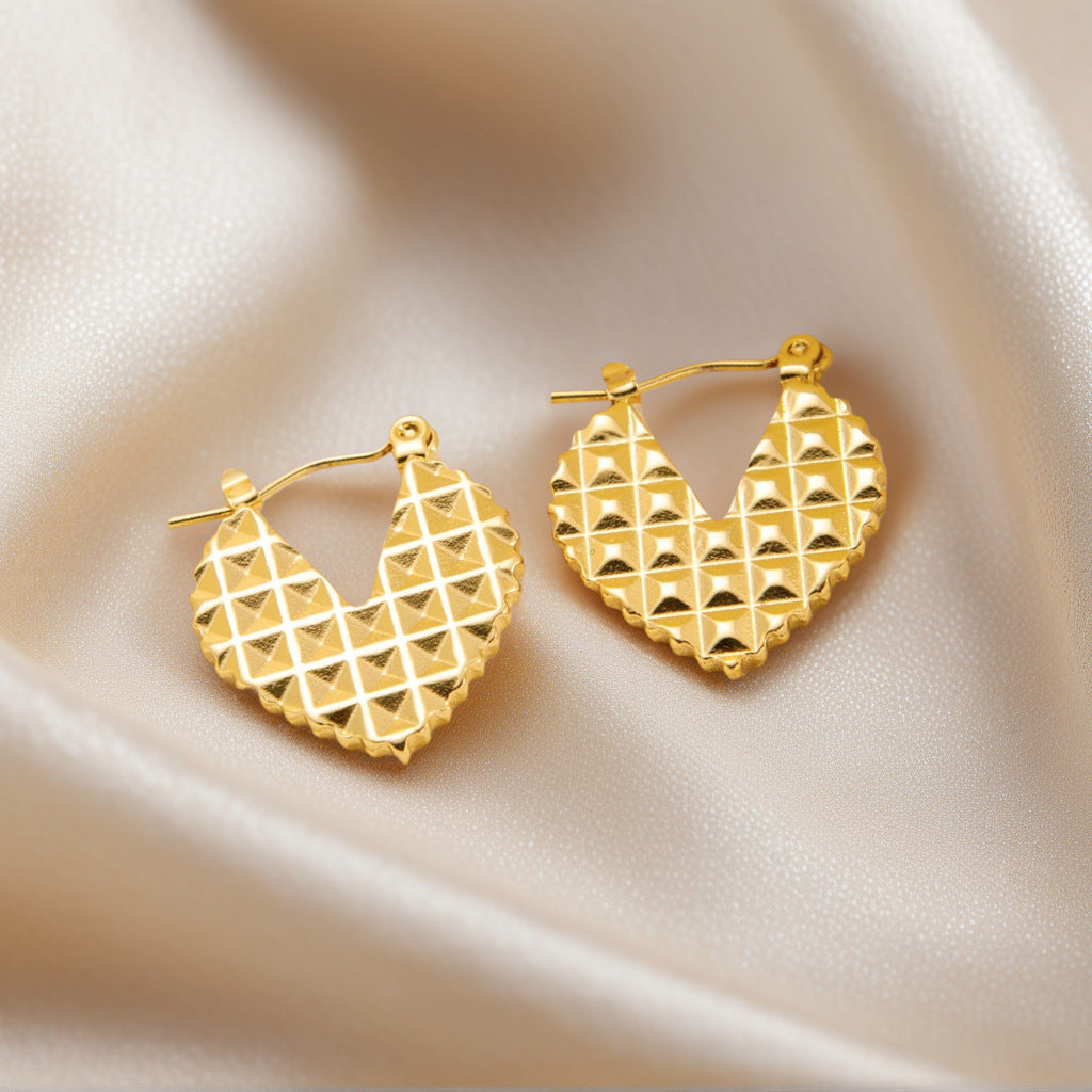 Geometric Heart Hoop Earrings