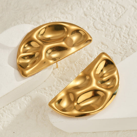 Textured Half-Moon Statement Earrings