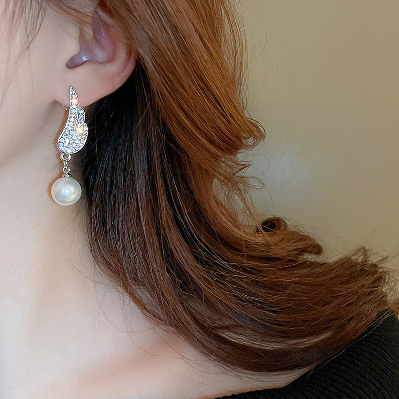 Celestial Pearl Wing Earrings