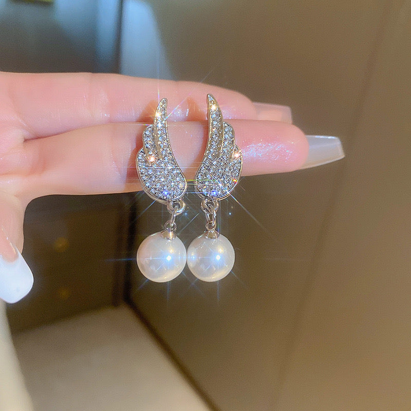 Celestial Pearl Wing Earrings