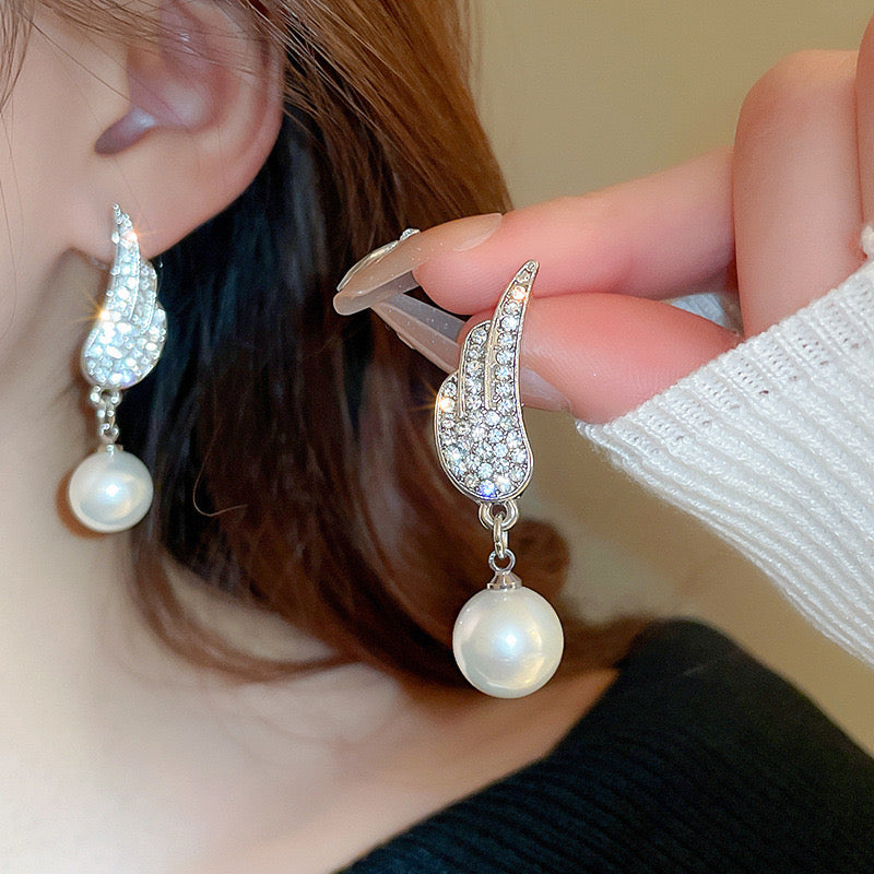 Celestial Pearl Wing Earrings