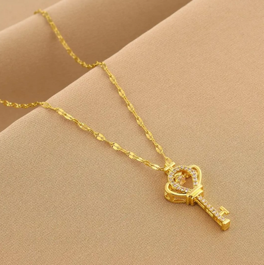 Golden Key Pendant Necklace