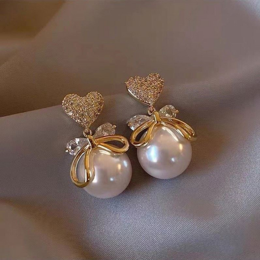 Luxe Love Pearl Bow Earrings