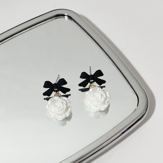 Midnight Bloom Rose Earrings