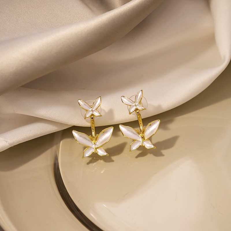 Whispering Wings Pearl Butterfly Earrings