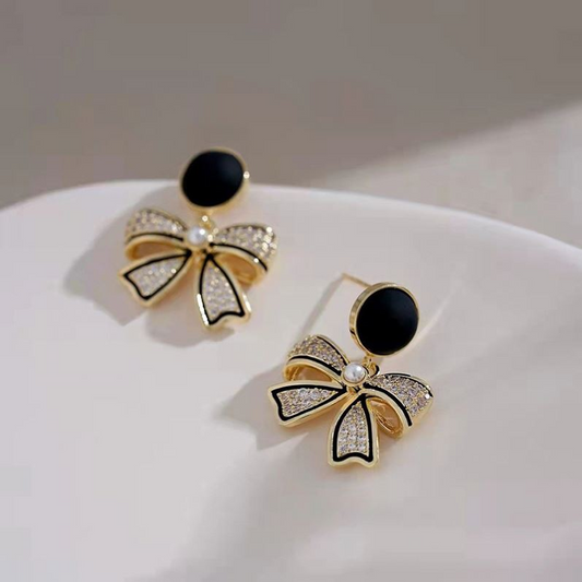 Midnight Bow Sparkle Studs